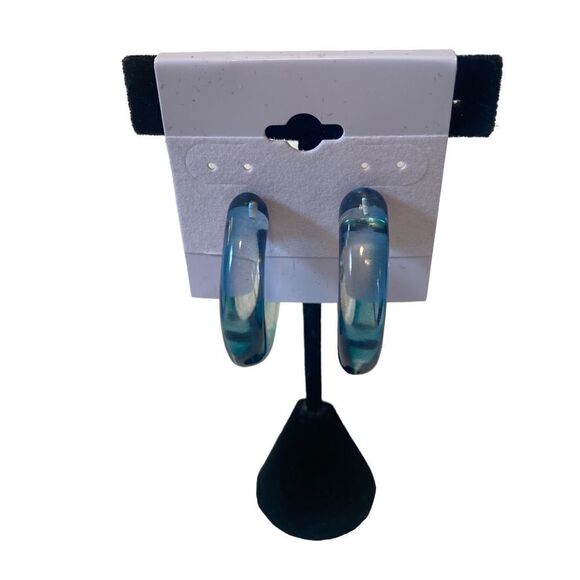 Banana Republic Jewelry - Banana Republic Translucent Blue C Hoop Earrings.